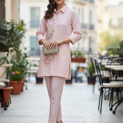 Elegant Pink Kurta & Trousers Set for Women – Coatrise Fabric