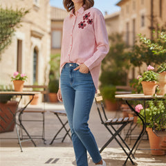 Designer Pink Embroidered Shirt