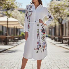Lily White Embroidered Mini Shirt Dress