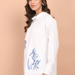 Over Sized White Collared Cotton Shirt