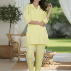 Cotton Linen Lemon Yellow co-ord Set