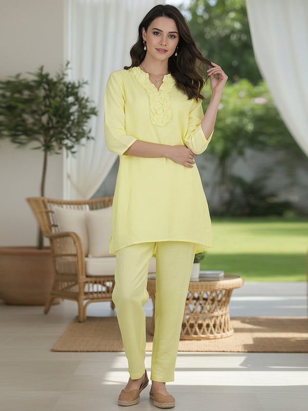 Cotton Linen Lemon Yellow co-ord Set