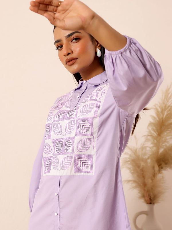Lilac Dream Cotton Shirt Dress