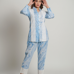 Sky Blue Cotton Tye and Dye Co-Ord Set