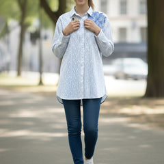 Cotton Blue Designer Embroidered Shirt