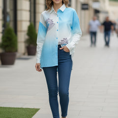 Blue Ombre Shirt Top
