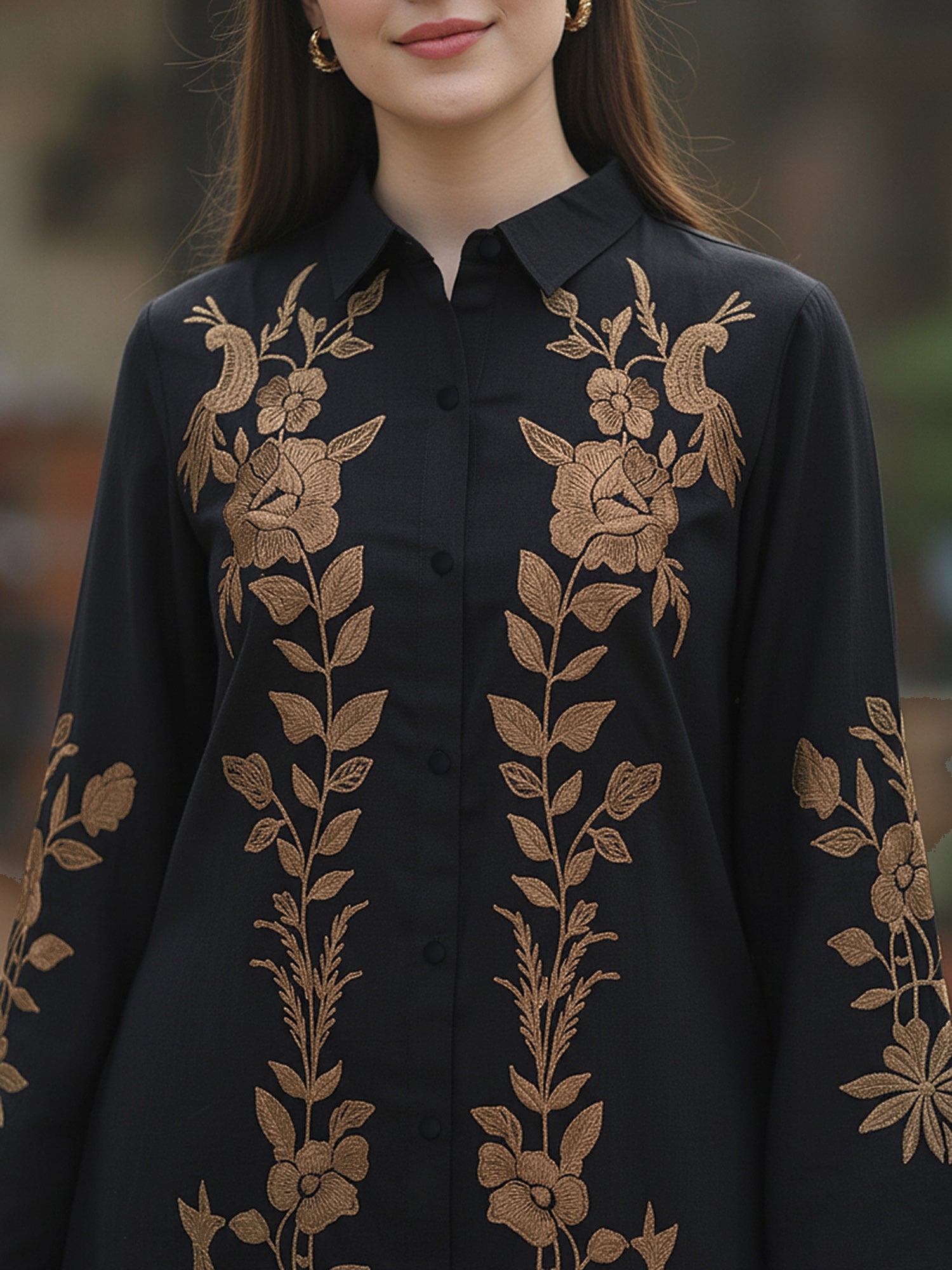 Golden Embroidered Black Co-ord Set