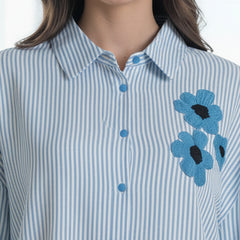 Designer Blue Shirt Pattern Top