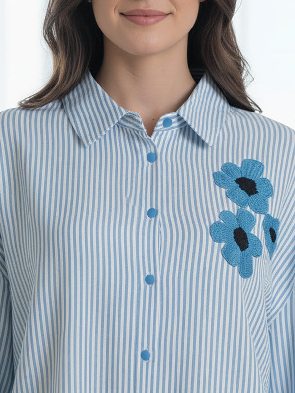 Designer Blue Shirt Pattern Top