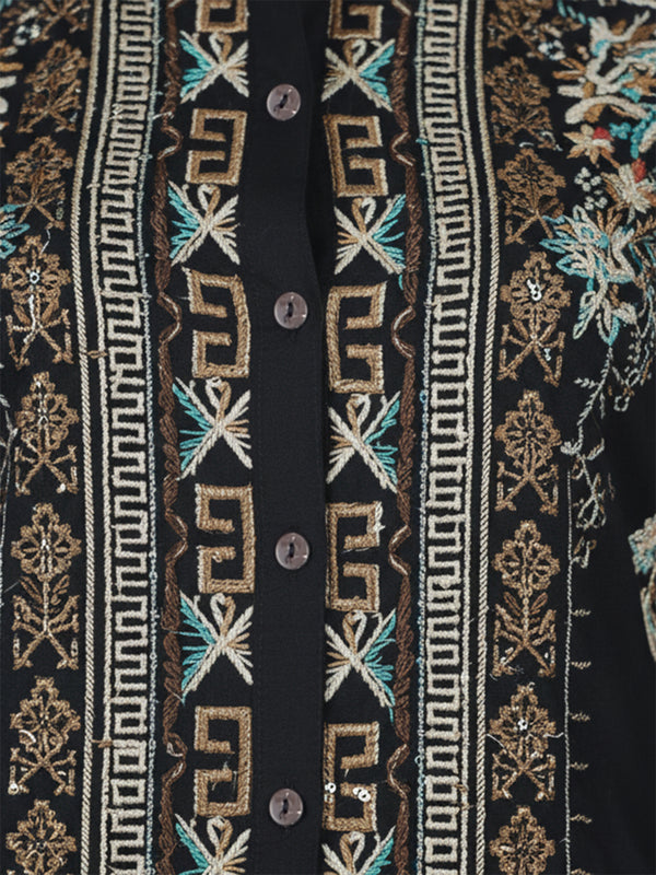 Designer Black Co-ord with Floral & Geometric Embroidery