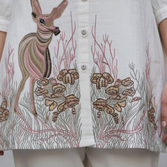 Beige Forest Harmony Embroidered Cotton Co-ord Set