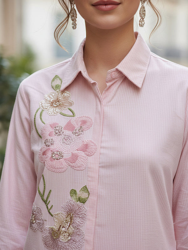 Elegant Pink Kurta & Trousers Set for Women – Coatrise Fabric