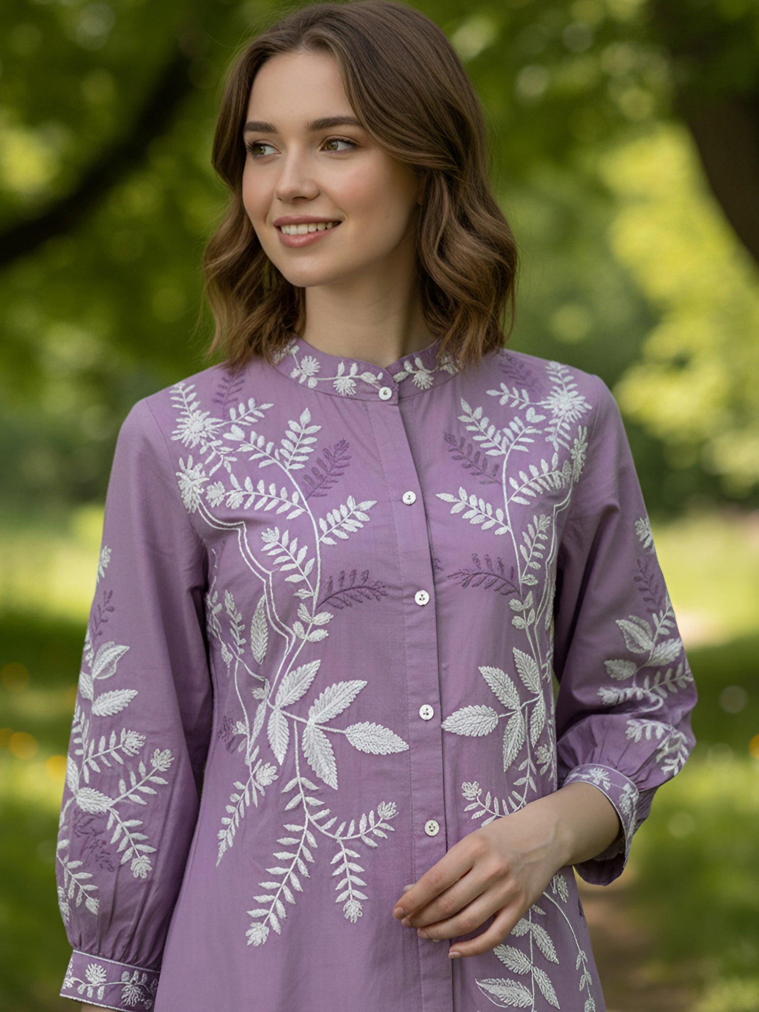 Designer Purple Kurta & Pant Set with White Threadwork