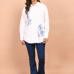 Over Sized White Collared Cotton Shirt