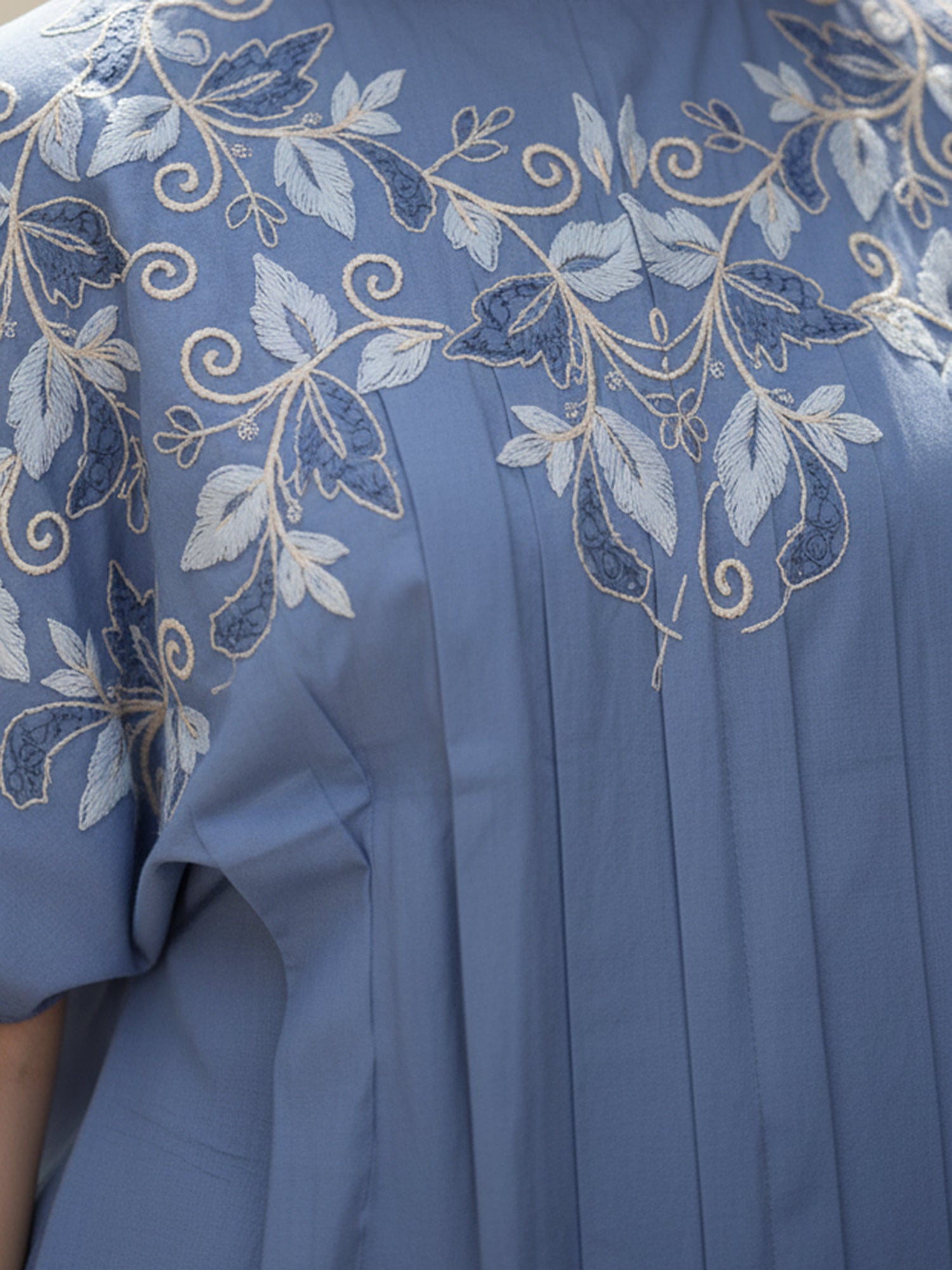 Serene Blue Cotton Embroidered Co-ord Set