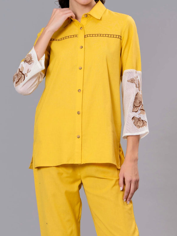 Sunshine Bloom Embroidered Cotton Co-Ord Set