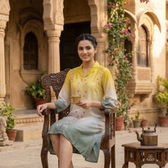 Stylish Yellow Green Ombre Summer Dress