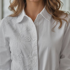 White Cotton Embroidered Shirt