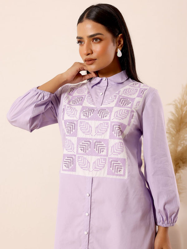 Lilac Dream Cotton Shirt Dress