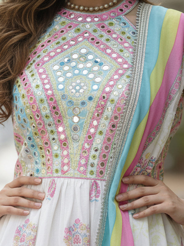 Dreamy White colouful Sharara Set