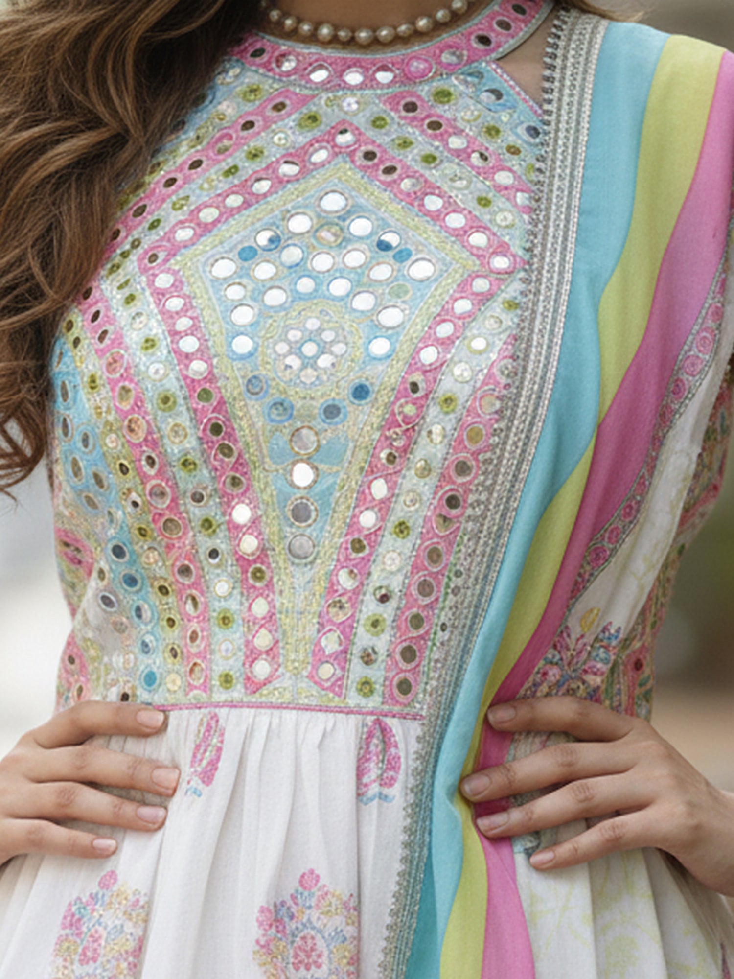 Dreamy White colouful Sharara Set