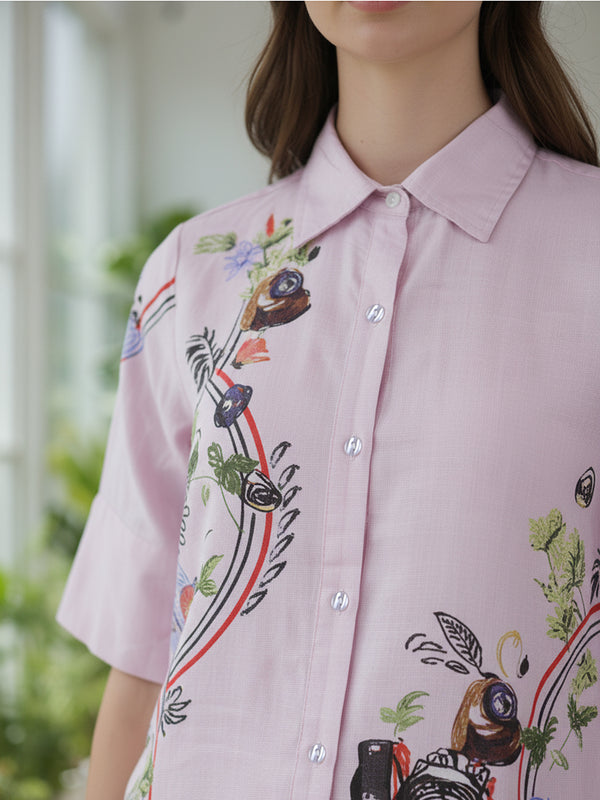 Lilac Bloom Printed Rayon Co-Ord Set