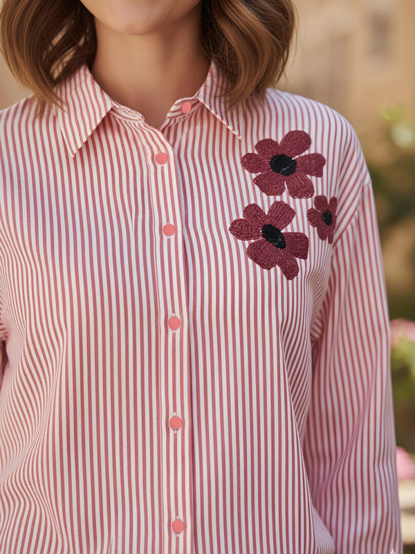 Designer Pink Embroidered Shirt