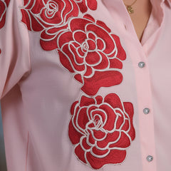 Rosette Bloom Hand-Painted Pink Tencel Luxe Co-ord Set