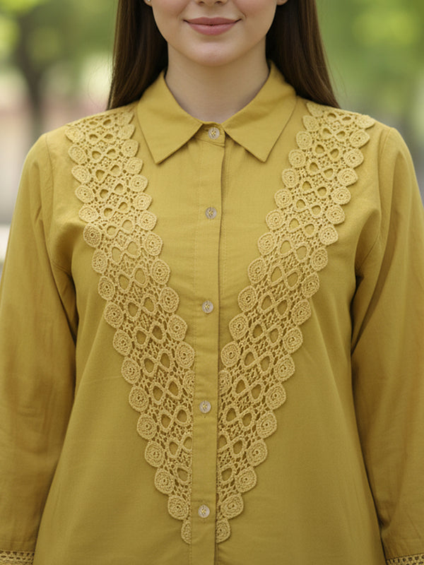 Golden Lace Mustard Cotton Co-ord Set
