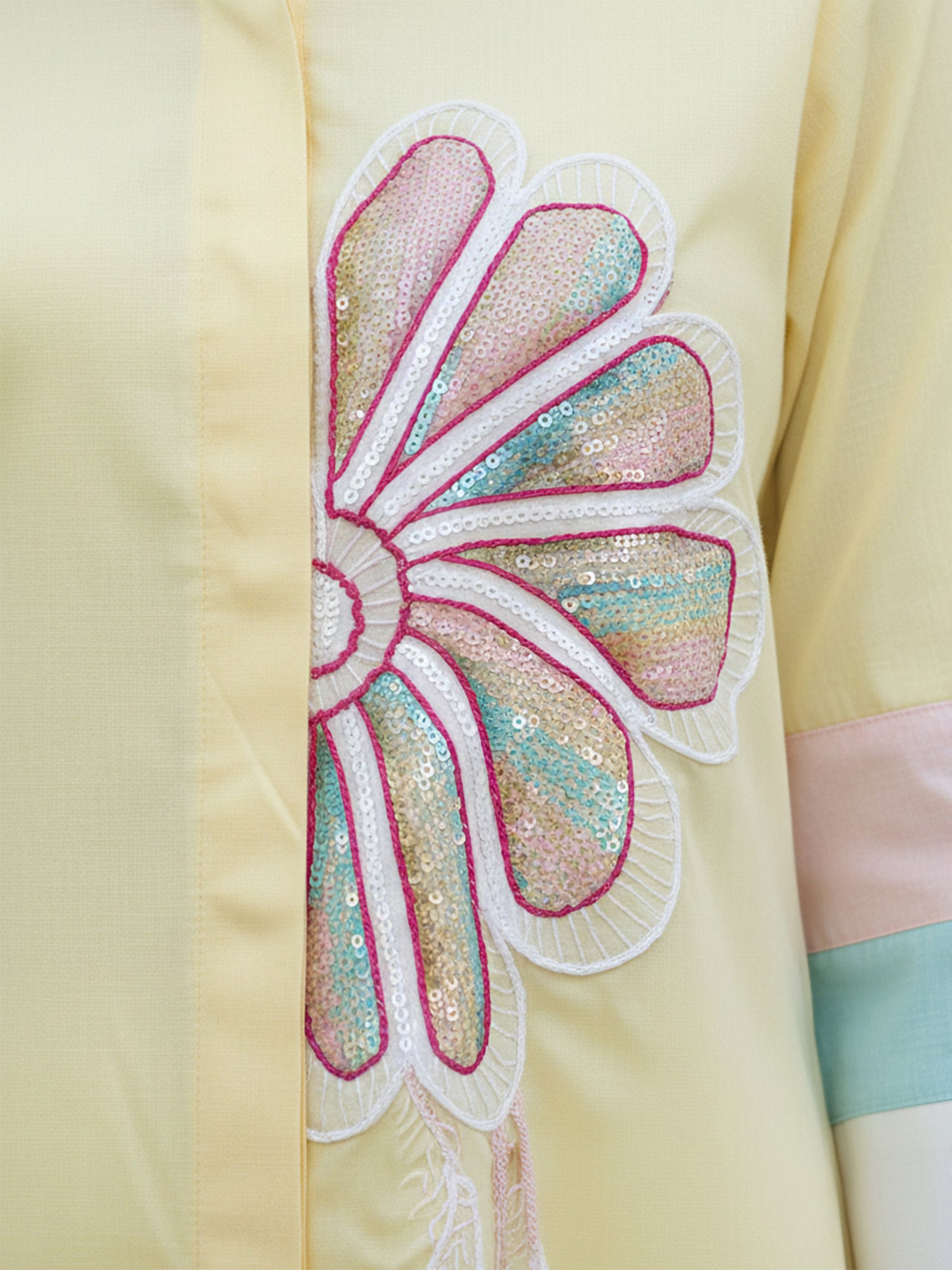 Women’s Yellow Embroidered Cotton Crop Shirt with Collar Neck