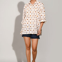 Rosy brown printed cotton shirt
