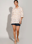 Rosy brown printed cotton shirt