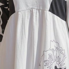 Stylish White Cotton Cambric Printed Mini Dress