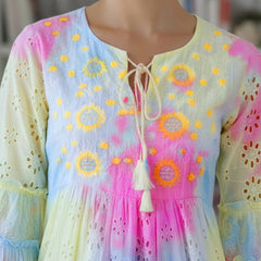 Multicolor Tie And Dye Mini Dress