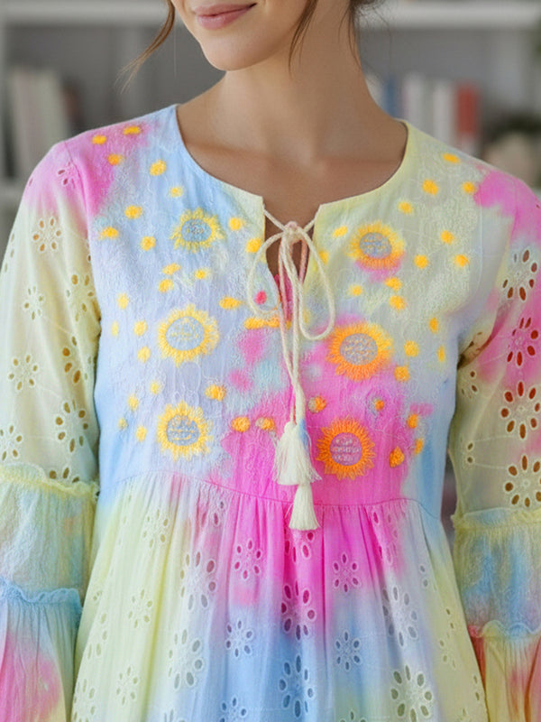 Multicolor Tie And Dye Mini Dress