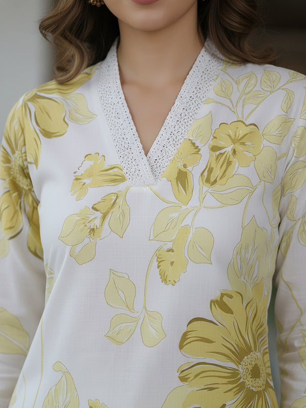 Yellow White Printed Co-Ord Set