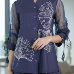 Designer Navy Blue Embroidered Co-Ord Set