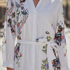 Lily White Embroidered Mini Shirt Dress