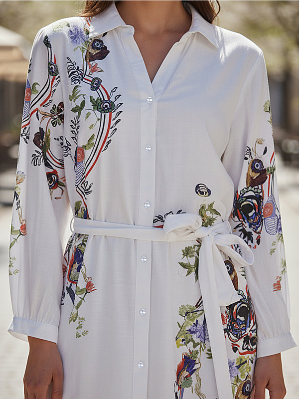 Lily White Embroidered Mini Shirt Dress