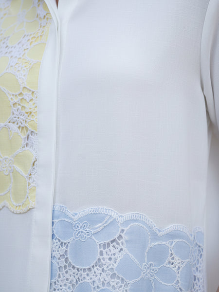 Women’s Off White Embroidered Crop Top Co-ord Set