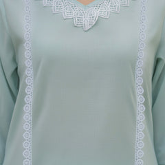 Graceful Bloom Mint Cotton Kurta and Pant Set
