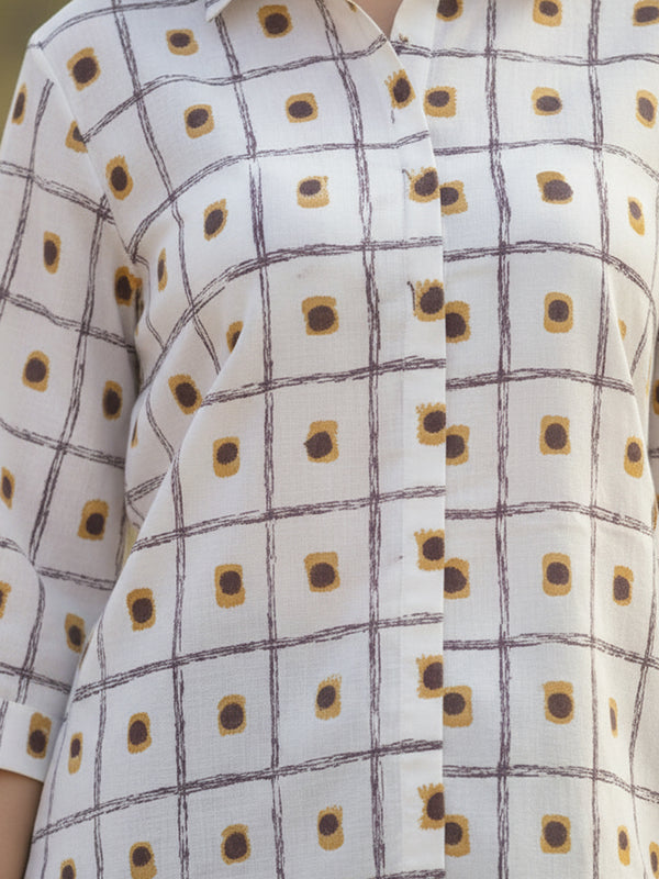 Rosy brown printed cotton shirt