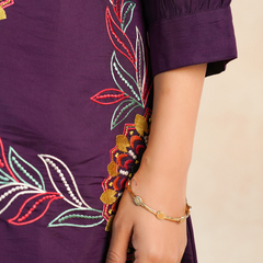Graceful Purple Floral Embroidered Kurta with Pants