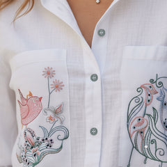 White Rayon Embroidered Top
