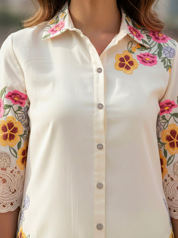 Colourful Embroidered Cotton  Co-Ord Set