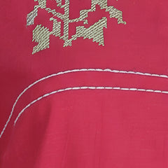 Pink Embroidered Cotton Co-Ord Set with Collar Neck Shirt & Straight Pants
