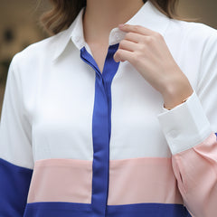 Women’s White & Blue Imported Tencel Co-ord Set