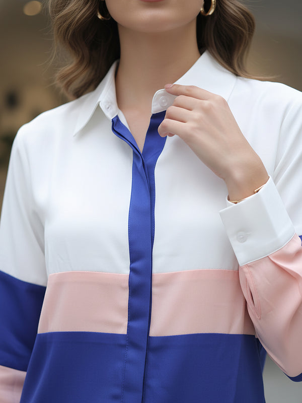 Women’s White & Blue Imported Tencel Co-ord Set