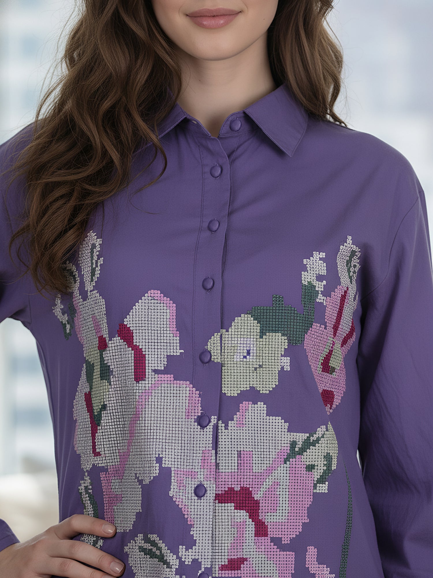 Purple Embroidery Work Co-Ord Set