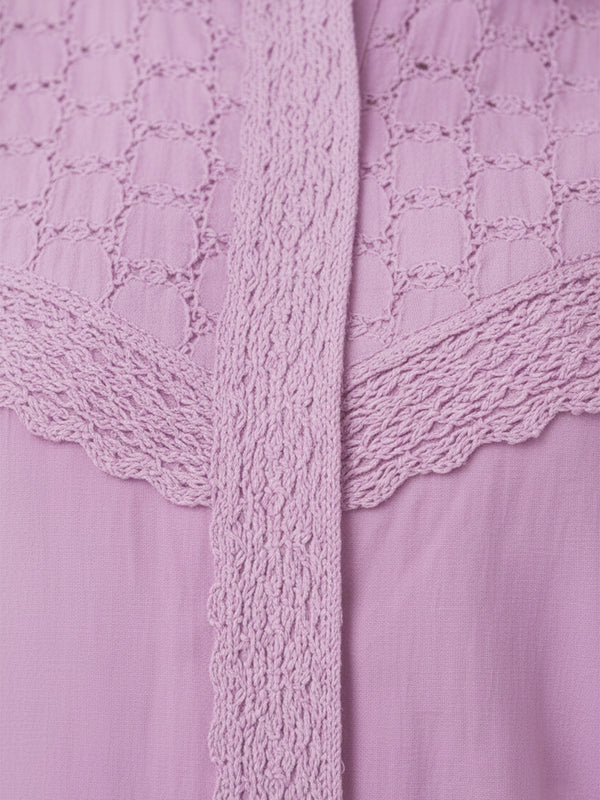 Graceful Lavender Co-Ord Ensemble Featuring Intricate Lace and Comfort Fit